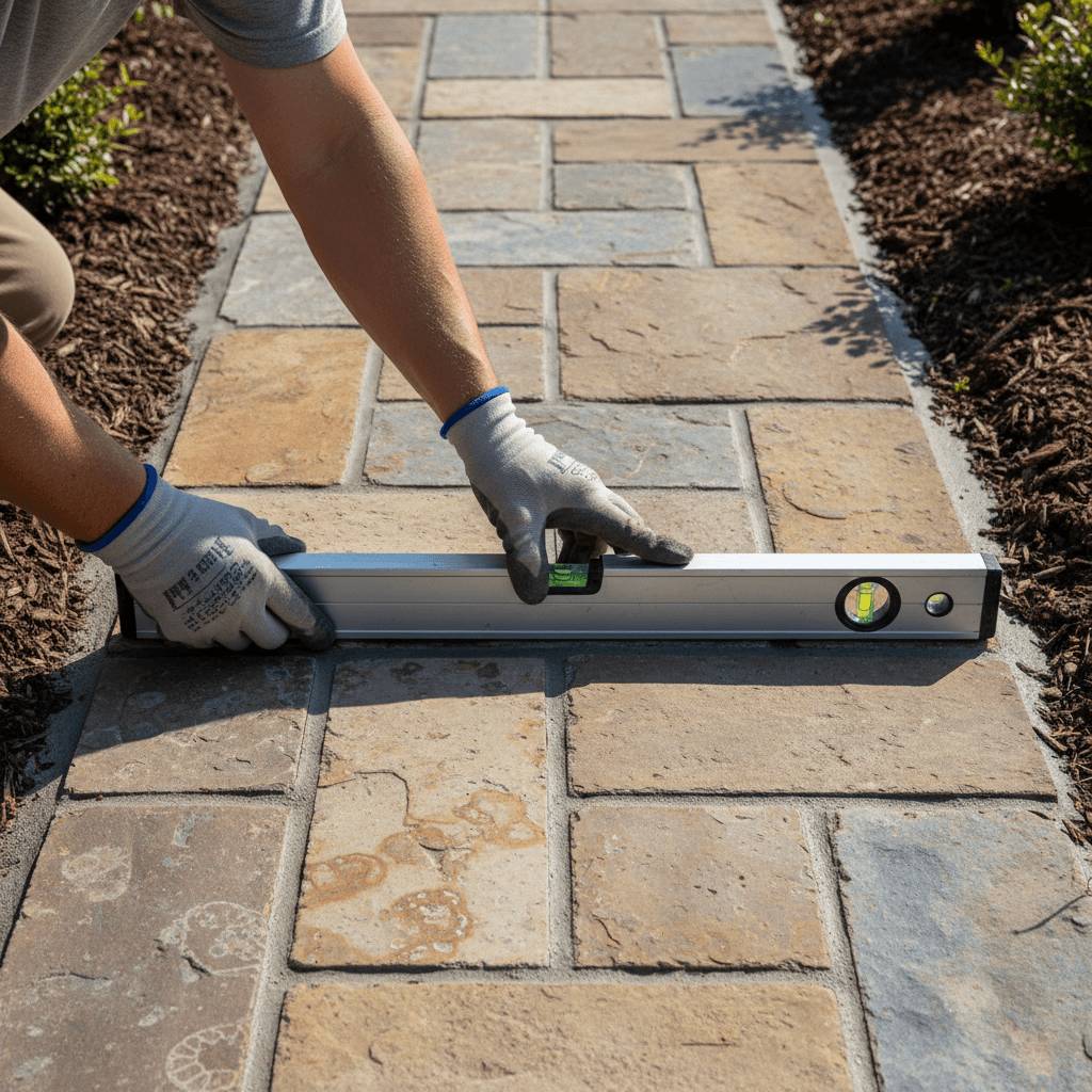 Professional stone pathway installation detail