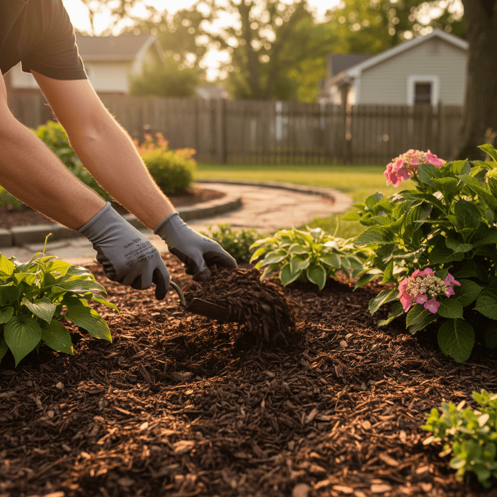 Professional mulching and garden bed preparation